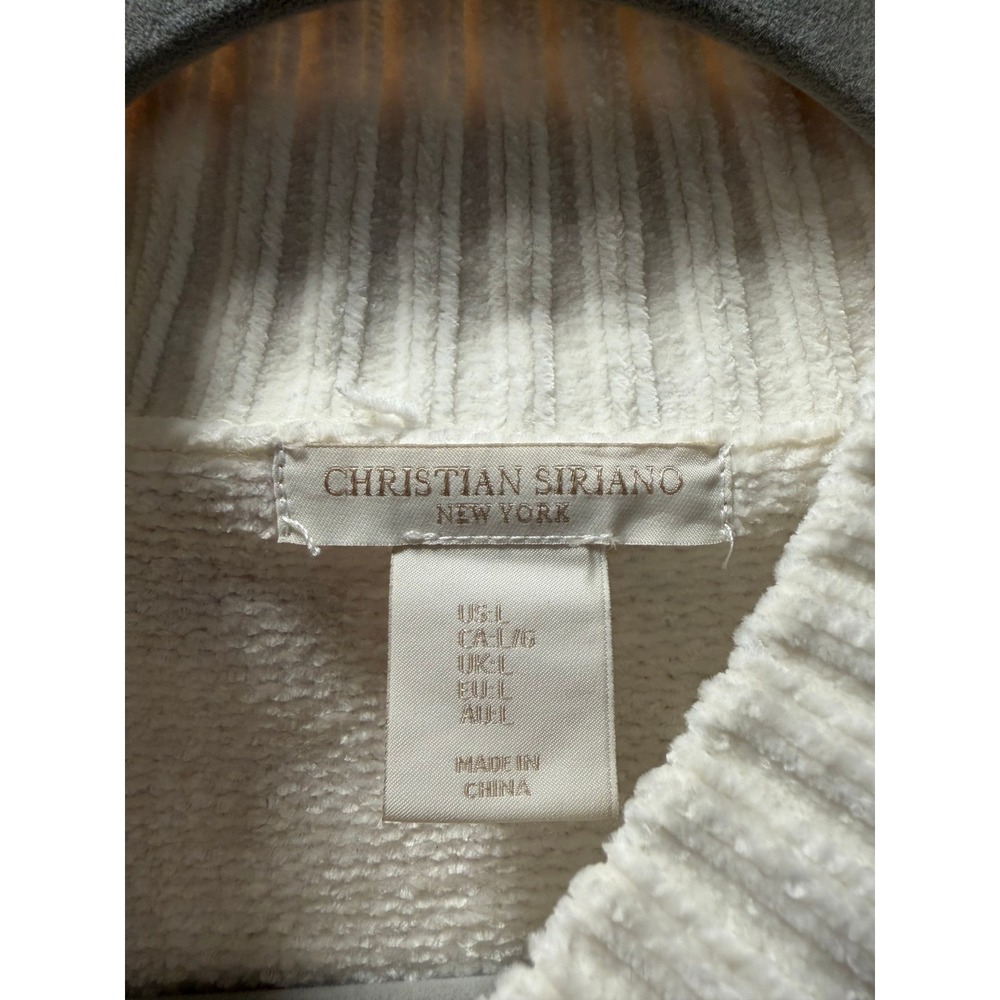 Christian Siriano New York Womens White Fair Isle Sleeve Mock Neck Sweater Large - Picture 2 of 6